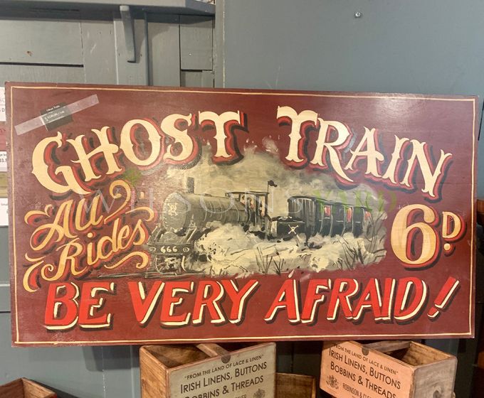 Vintage painted  Ghost Train wall sign