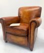 Pair of English leather armchairs 