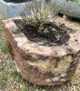 D shaped red sandstone planter trough