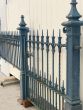 Ornate cast iron ped gate and posts with matching railing