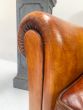 Pair of English leather armchairs 