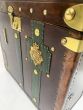 Restored antique leather Royal Marine Corps travel trunk