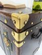 Restored antique leather Royal Marine Corps travel trunk