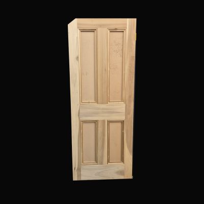 4 Panel Mortise and Tenon Plain Mould Georgian Poplar Door (Unpainted with cut corner)