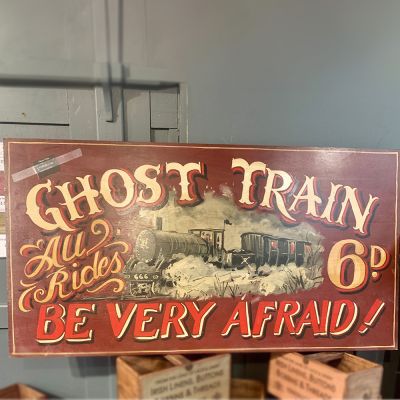 Vintage painted  Ghost Train wall sign