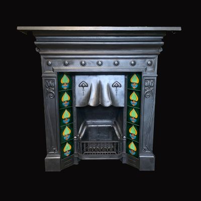 Beautiful vintage Art Nouveau style cast iron fireplace 