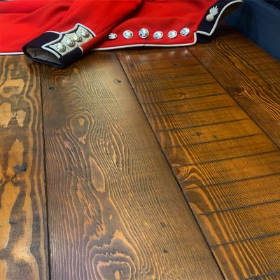 Salvaged ebonized Douglas Fir plank flooring 