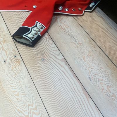 Salvaged ebonized Douglas Fir plank flooring 