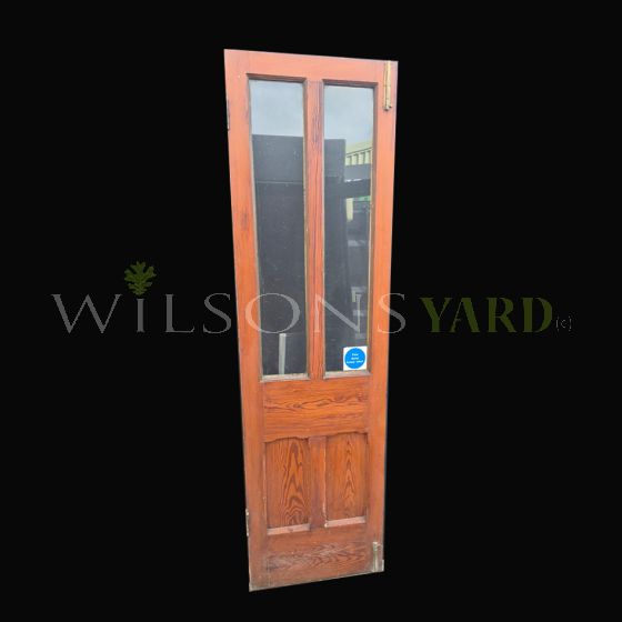 Antique 2 Panel 2 Pane Mortise and Tenon Pitch Pine Door