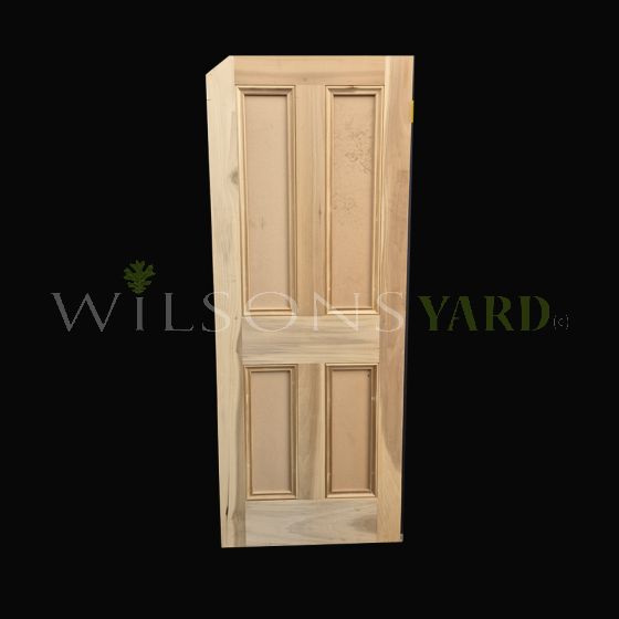 4 Panel Mortise and Tenon Plain Mould Georgian Poplar Door (Unpainted with cut corner)