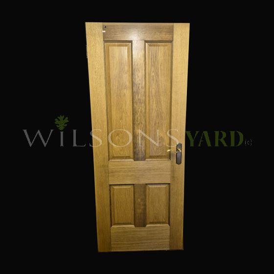 4 Panel Oak Vaneer Door with Brass Handle 