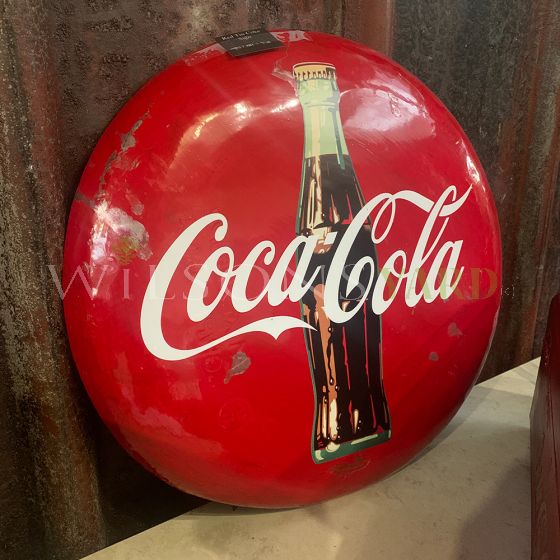 Vintage metal round Coca Cola sign