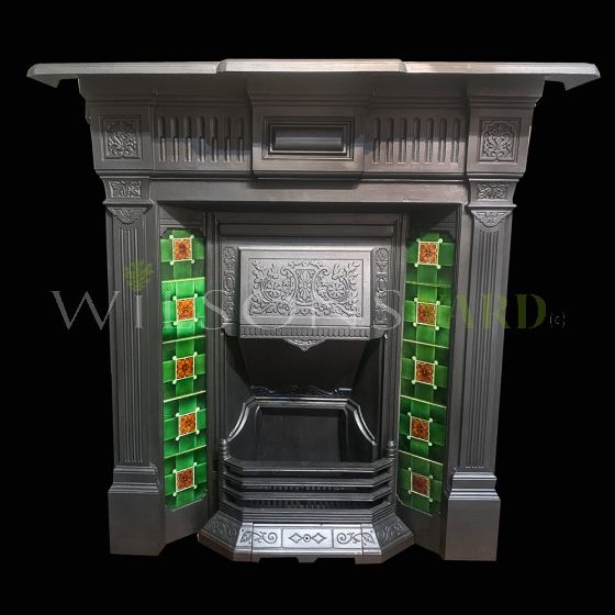 Stylish original Victorian tiled cast iron fireplace 