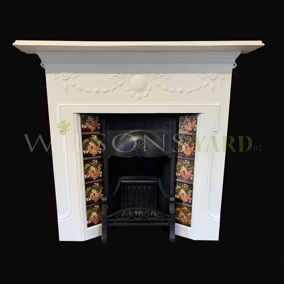 Restored Victorian tiled cast iron parlour fireplace 