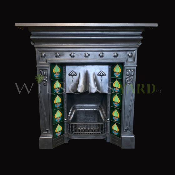 Beautiful vintage Art Nouveau style cast iron fireplace 