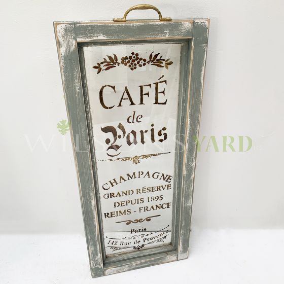 French vintage blue display window "Cafe De Paris"