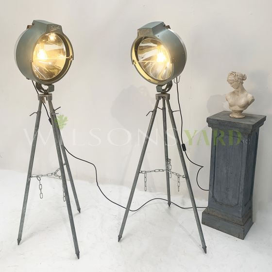 Pair of restored vintage tripod lights